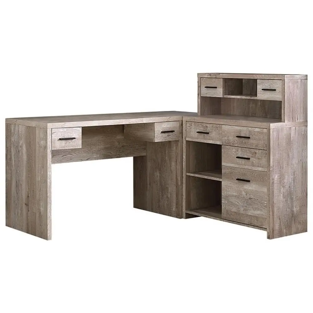 Computer Desk L-Shaped - Left or Right Set- Up - Corner Desk with Hutch 60"L (Taupe Reclaimed Wood), Customized
Computer Desk L-Shaped - Left or Right Set- Up - Corner Desk with Hutch 60"L (Taupe Reclaimed Wood), Customized