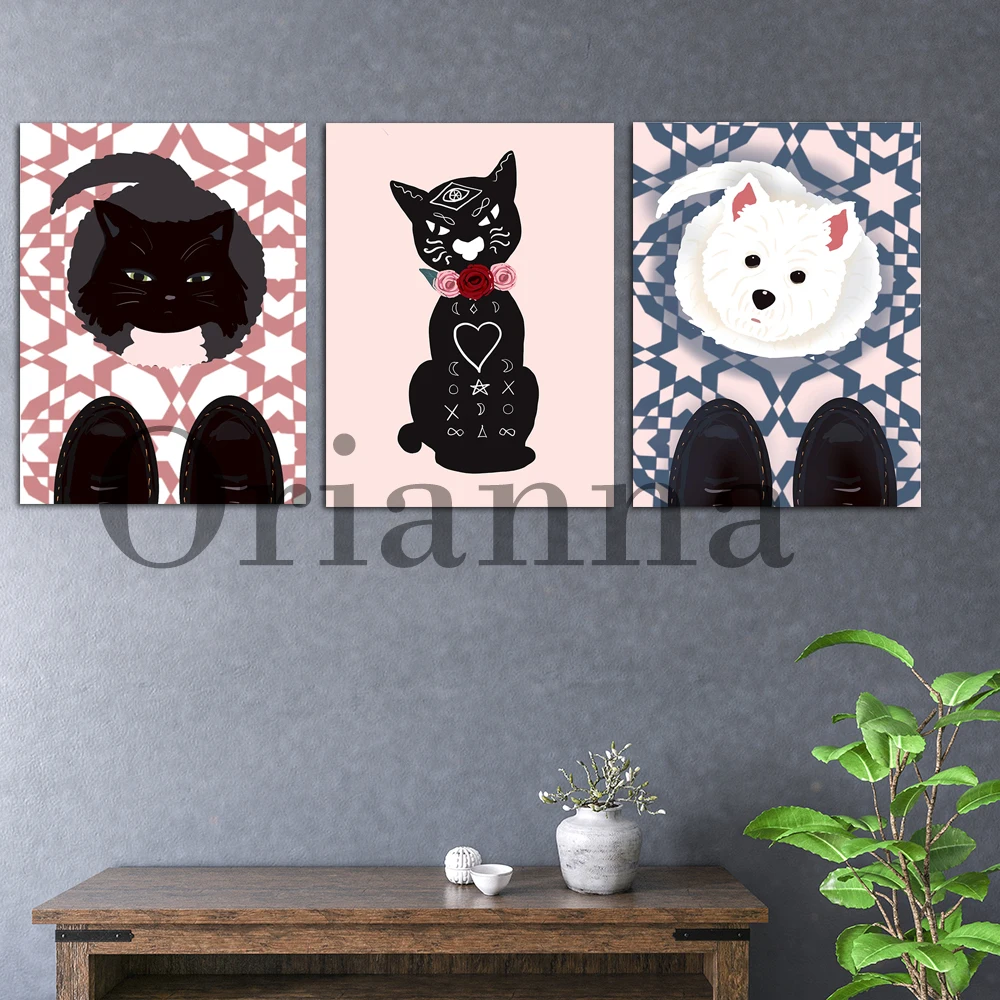 White Dog Black Cat And Black Shoe Cat Talisman Boho Gothic Halloween Fun Geometric Patterns Wall Art Home Decor Prints Posters
White Dog Black Cat And Black Shoe Cat Talisman Boho Gothic Halloween Fun Geometric Patterns Wall Art Home Decor Prints Posters