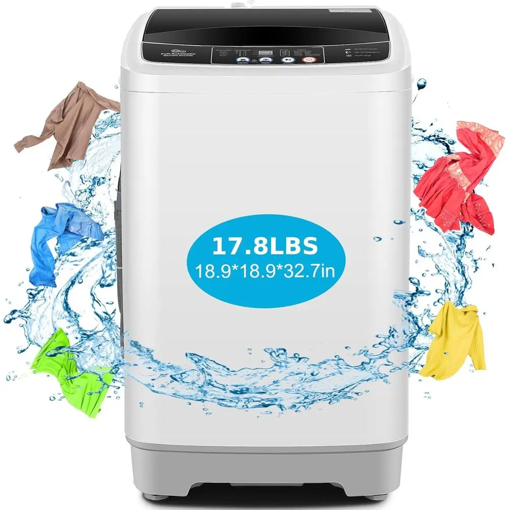 Compact 17.8Lbs Capacity Portable Washer with Drain Pump, 2.4Cu.ft, 10 Programs, 8 Water Levels for Home, Apartment, RV, Dorms
Compact 17.8Lbs Capacity Portable Washer with Drain Pump, 2.4Cu.ft, 10 Programs, 8 Water Levels for Home, Apartment, RV, Dorms