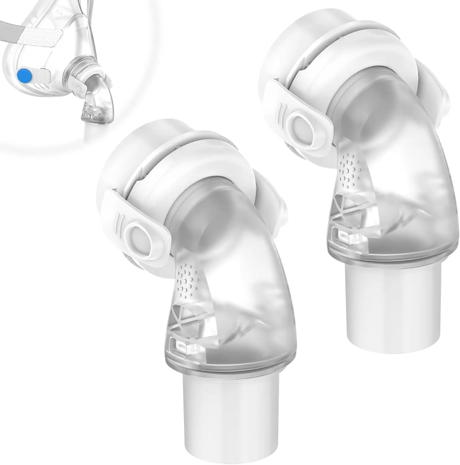 The replacement type elbow is suitable for AirFit F20. The rotary elbow connector is compatible with F20 and F30.
The replacement type elbow is suitable for AirFit F20. The rotary elbow connector is compatible with F20 and F30.