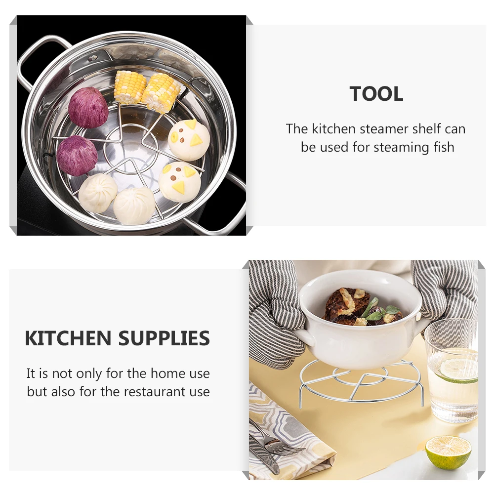 2pcs Stainless Steel Steaming Rack Kitchen Supplies Tripod Steamer Food Shelf Home Restaurant Use Safe
2pcs Stainless Steel Steaming Rack Kitchen Supplies Tripod Steamer Food Shelf Home Restaurant Use Safe