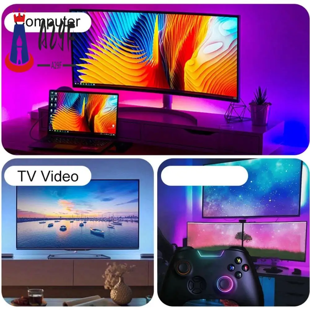 A29F-Smart Ambient TV Светодиодная подсветка - Совместимая коробка синхронизации устройств 2.0 Комплект световых полос RGB для ТВ-видео PS4/
A29F-Smart Ambient TV Светодиодная подсветка - Совместимая коробка синхронизации устройств 2.0 Комплект световых полос RGB для ТВ-видео PS4/