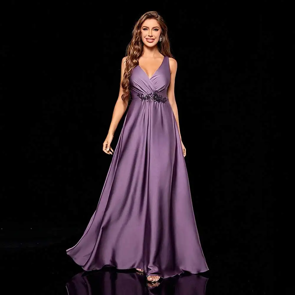 Customized Beautiful Elegant Long Evening Dress V-neck Applique Satin Pleated Backless Floor Length Solid Women's Celebrity Banq
Customized Beautiful Elegant Long Evening Dress V-neck Applique Satin Pleated Backless Floor Length Solid Women's Celebrity Banq