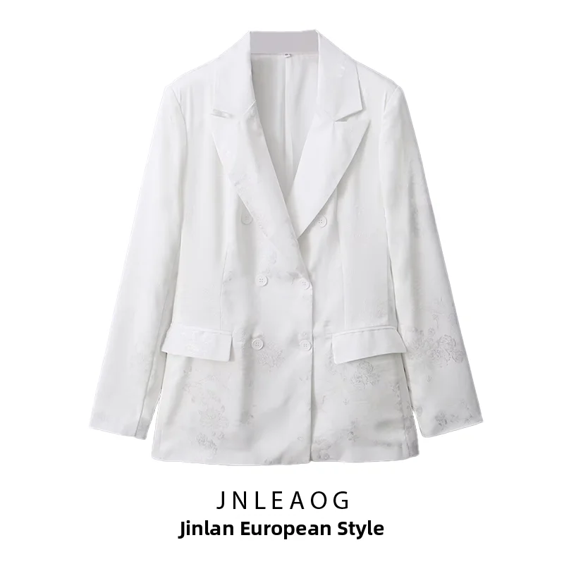 JNLEAOG Summer New Women's Fashion White Dark Pattern Embroidery Fabric Texture Suit Long Sleeve Standard Fit Double Breasted
JNLEAOG Summer New Women's Fashion White Dark Pattern Embroidery Fabric Texture Suit Long Sleeve Standard Fit Double Breasted