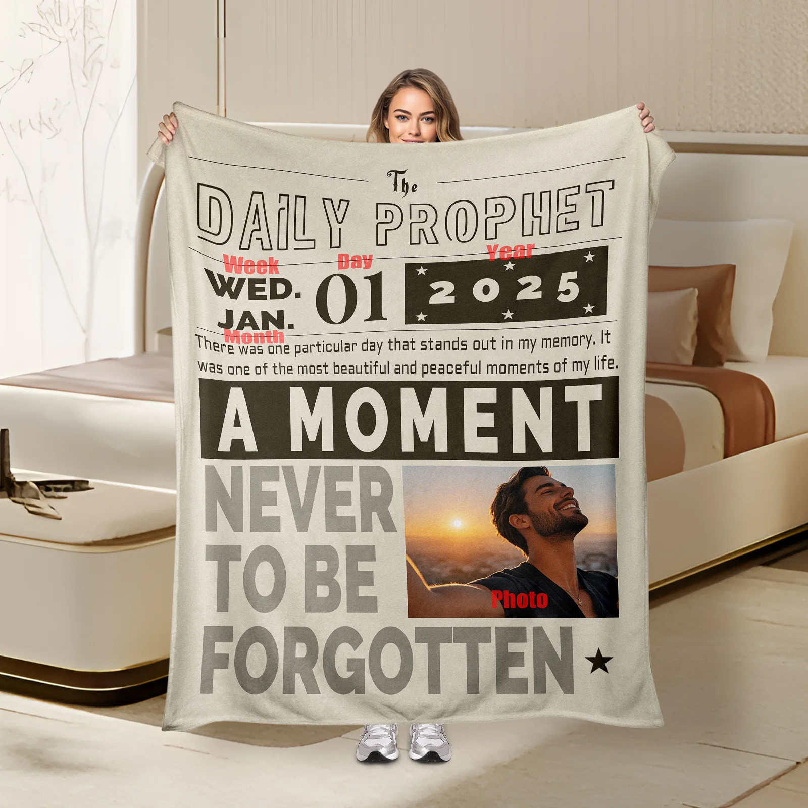Custom Photo Text Blanket Creative Newspaper Design Personalized Keepsake Gift Cozy Throw For Home Decor And Unique Memories
Custom Photo Text Blanket Creative Newspaper Design Personalized Keepsake Gift Cozy Throw For Home Decor And Unique Memories