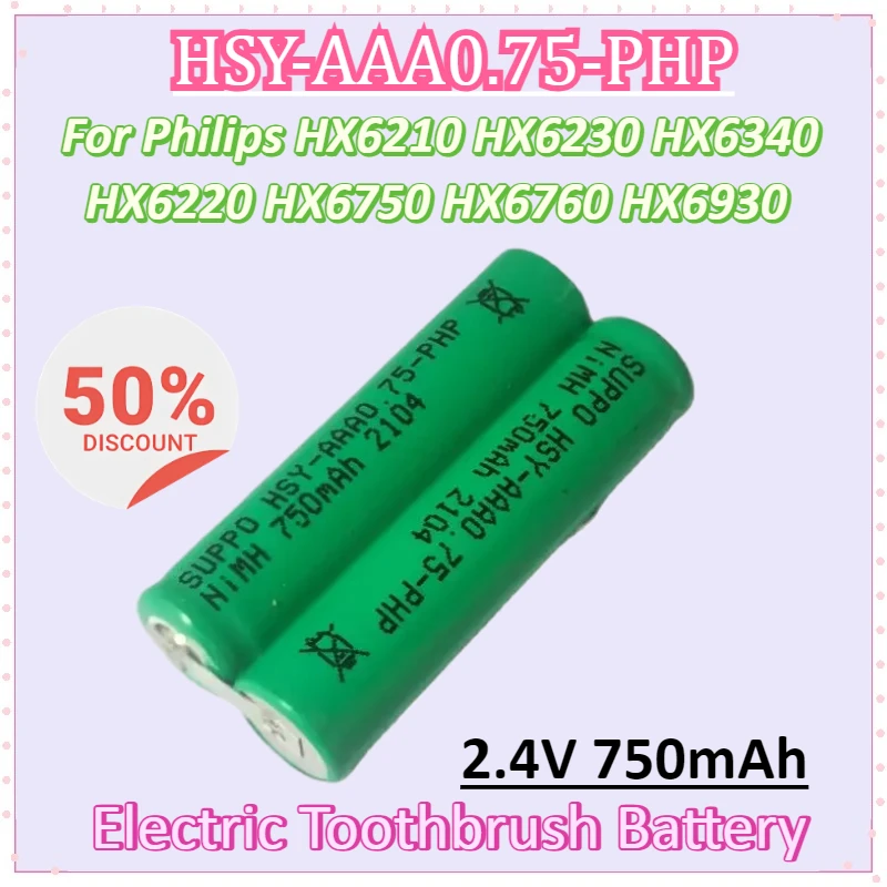 2PCS HSY-AAA0.75-PHP 2.4V 750mAh Electric Toothbrush Battery Pack for Philips HX6210 HX6230 HX6340 HX6220 HX6750 HX6760 HX6930
2PCS HSY-AAA0.75-PHP 2.4V 750mAh Electric Toothbrush Battery Pack for Philips HX6210 HX6230 HX6340 HX6220 HX6750 HX6760 HX6930