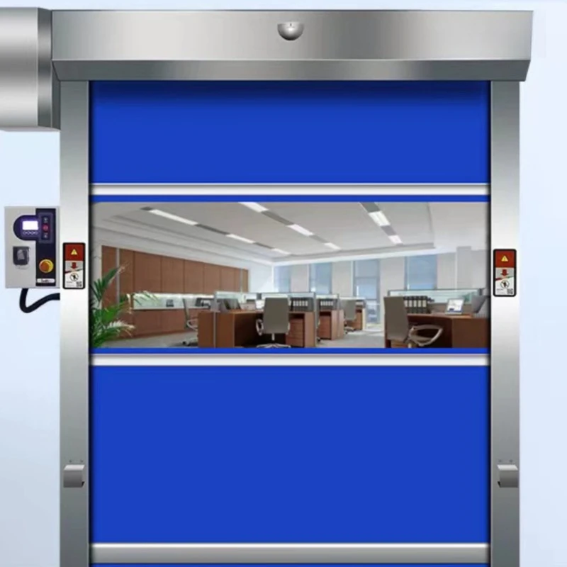 Blue fast rolling shutter door, automatic lifting induction stacking, dustproof high-speed fast door
Blue fast rolling shutter door, automatic lifting induction stacking, dustproof high-speed fast door