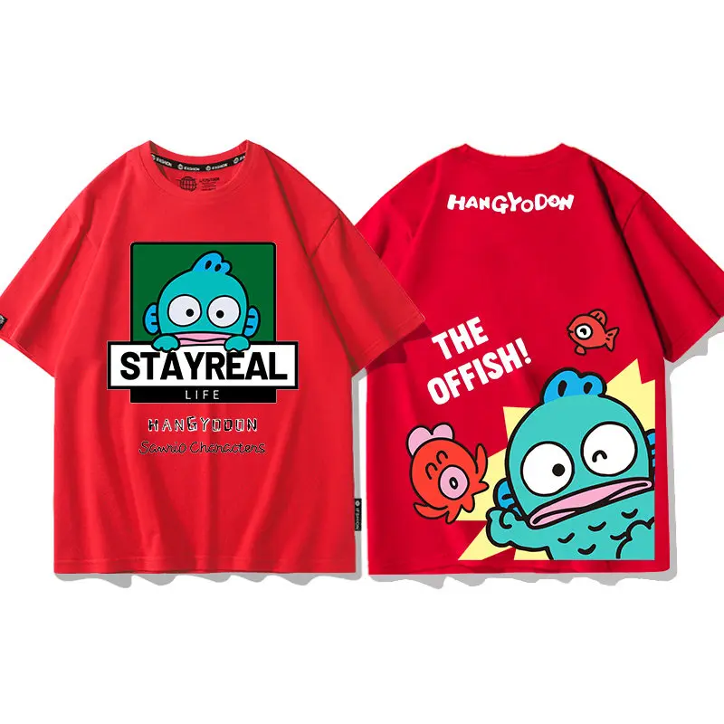 Красная детская футболка Sanrio 2026 года, 100% хлопок, с двусторонним принтом «Уродливая рыба Хантон», для родителей и детей, с круглым вырезом
Красная детская футболка Sanrio 2026 года, 100% хлопок, с двусторонним принтом «Уродливая рыба Хантон», для родителей и детей, с круглым вырезом