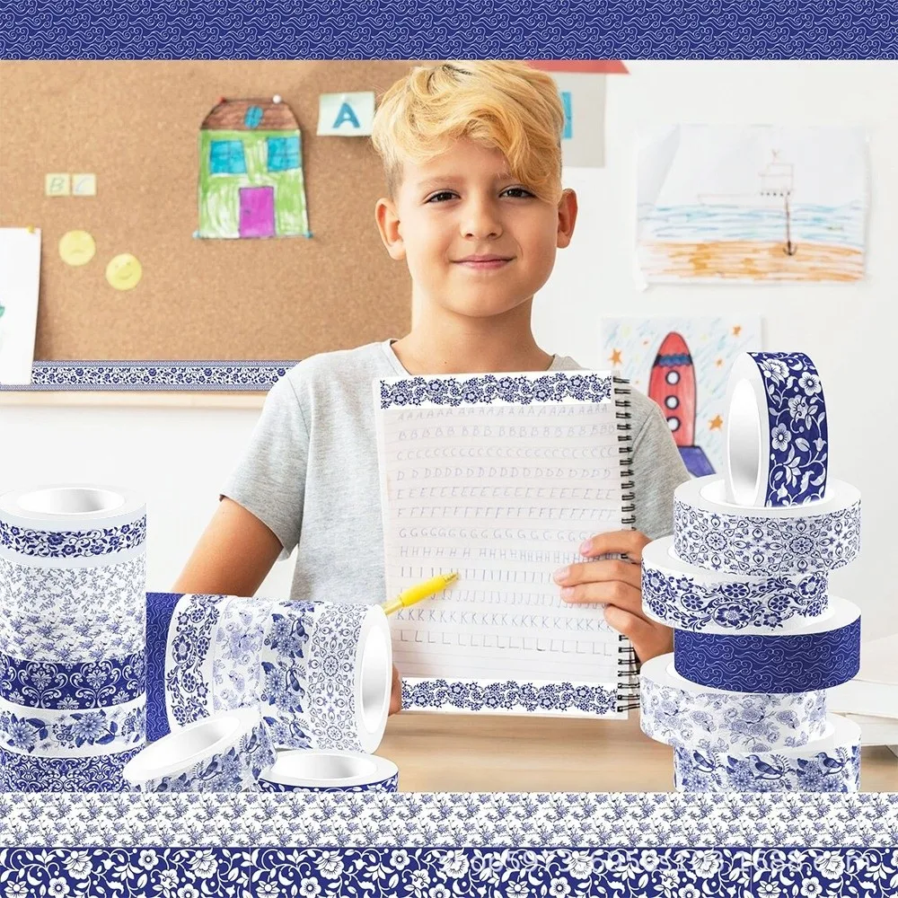 12 Rolls/Pack Chinoiserie Designs Blue&White Washi Tape Self-Adhesive Paper Journaling Supplies Easy to Cut
12 Rolls/Pack Chinoiserie Designs Blue&White Washi Tape Self-Adhesive Paper Journaling Supplies Easy to Cut