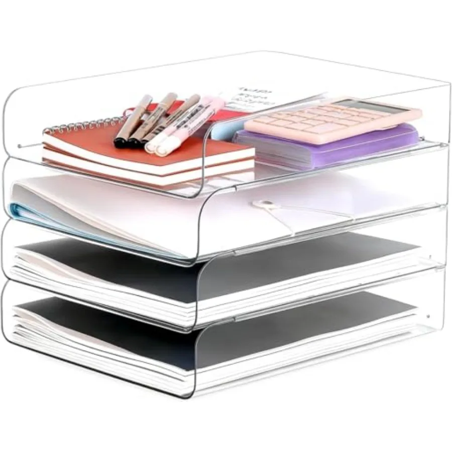 Stackable Letter Tray Desk Organizer, Set of 4 Clear PET Paper and File Organizers, Document Storage for Office Supplies
Stackable Letter Tray Desk Organizer, Set of 4 Clear PET Paper and File Organizers, Document Storage for Office Supplies
