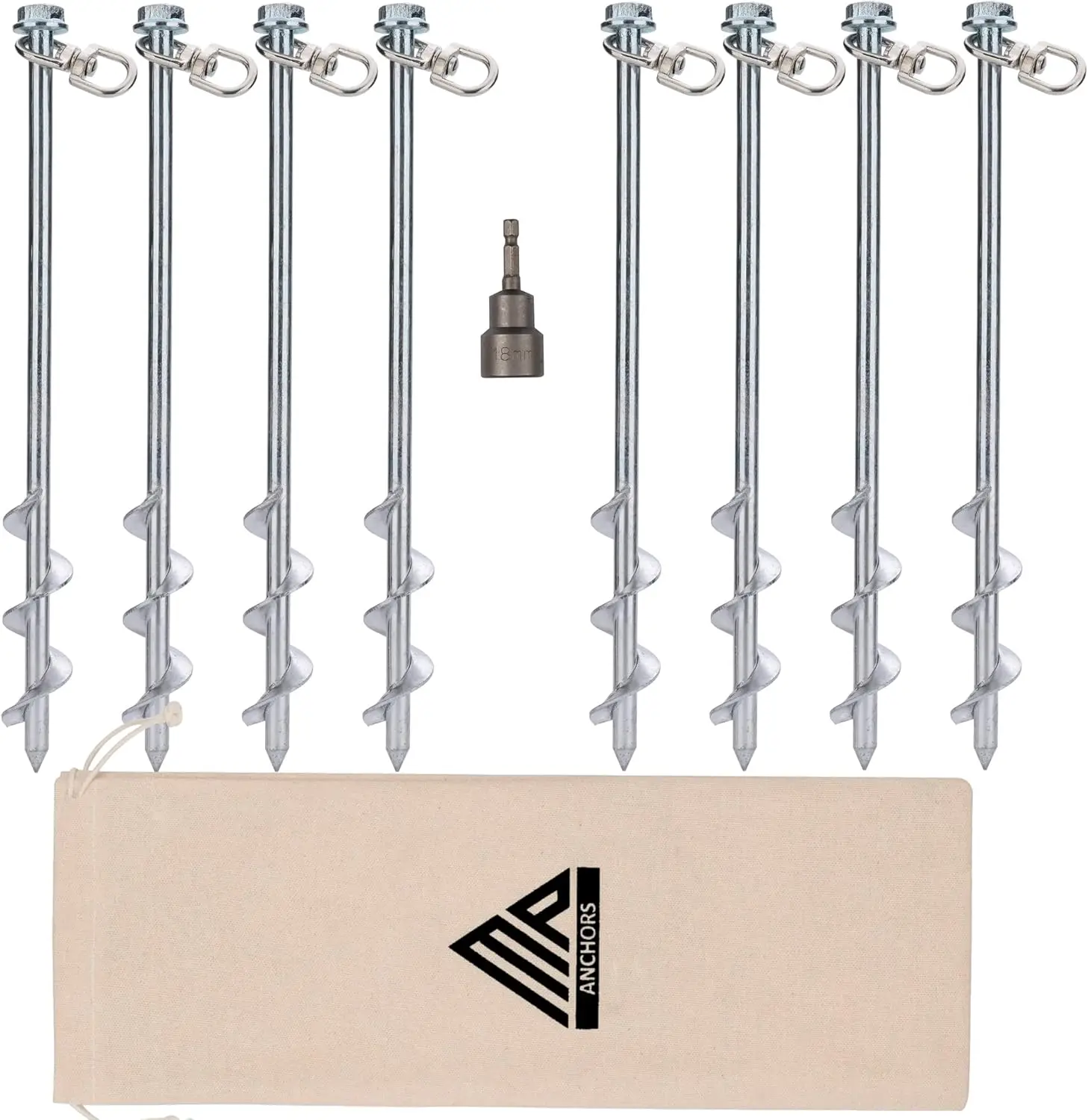 Earth Anchors 12" Set of 8 Heavy Duty Ground Stakes, Screw in Anchors for Mobile Homes Sheds Swing Sets Trees Canopies, Includes
Earth Anchors 12" Set of 8 Heavy Duty Ground Stakes, Screw in Anchors for Mobile Homes Sheds Swing Sets Trees Canopies, Includes
