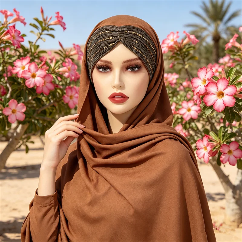 Sequin Instant Hijab Cross Forehead Muslim Women One Piece Amira Cap Turban Shawl Islamic Stole Bandana Foulard Scarves Headwrap
Sequin Instant Hijab Cross Forehead Muslim Women One Piece Amira Cap Turban Shawl Islamic Stole Bandana Foulard Scarves Headwrap