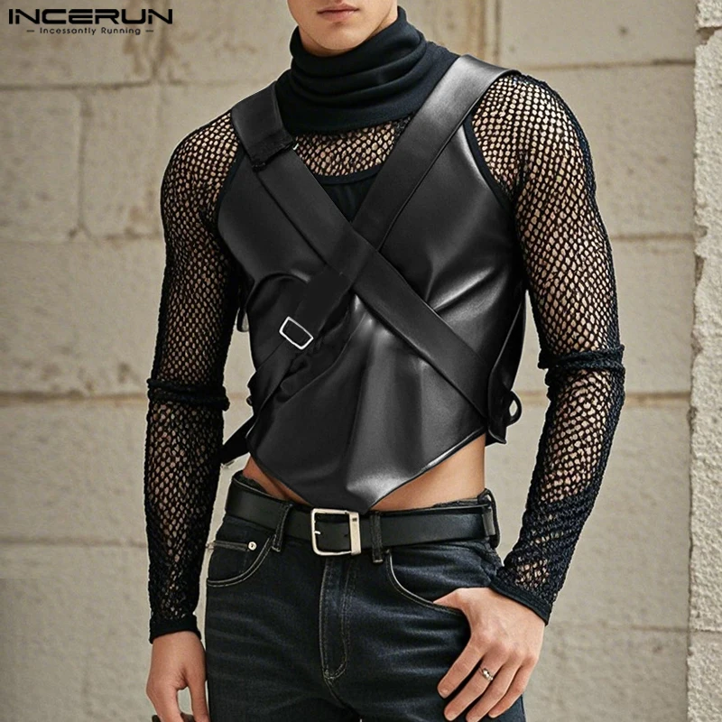 INCERUN Tops American Style Fashion Men's Spliced Mesh Knitted Layer Fabric T-shirts Casual Clubwear Thin Long Sleeved Camiseta
INCERUN Tops American Style Fashion Men's Spliced Mesh Knitted Layer Fabric T-shirts Casual Clubwear Thin Long Sleeved Camiseta