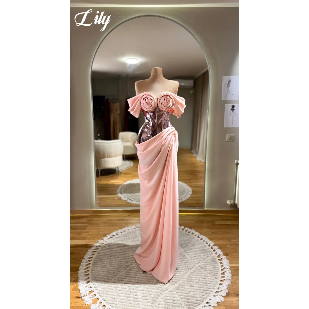 Lily Pink Off Shoulder Mermaid Prom Dress Big 3D Rose Floral Detail Fitted Corset Evening Dress Elegant Party Dress Customized
Lily Pink Off Shoulder Mermaid Prom Dress Big 3D Rose Floral Detail Fitted Corset Evening Dress Elegant Party Dress Customized