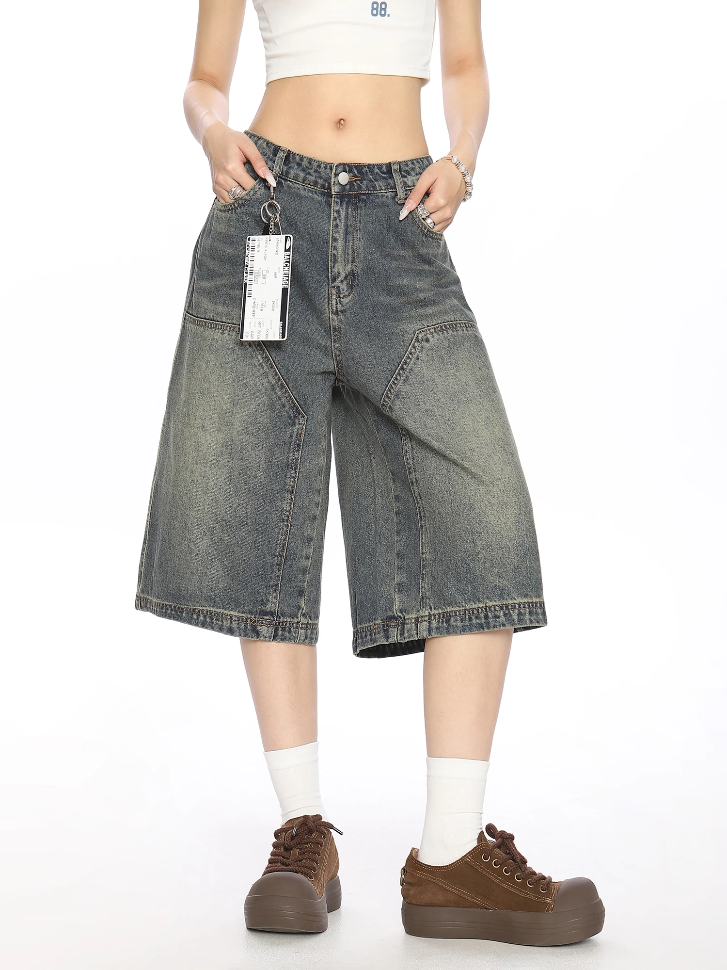 Summer Heavyweight Faded Slimming Washed High Street Cleanfit Straight Leg Seven-Foot Women's Jeans Shorts Casual Loose Fit
Summer Heavyweight Faded Slimming Washed High Street Cleanfit Straight Leg Seven-Foot Women's Jeans Shorts Casual Loose Fit
