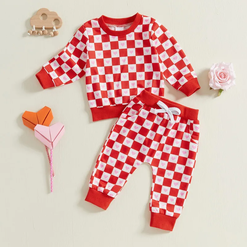 0 to 3 Years Baby Girl Valentine's Day Pant Sets Heart Checkerboard Crew Neck Long Sleeve Sweatshirts Long Pants
0 to 3 Years Baby Girl Valentine's Day Pant Sets Heart Checkerboard Crew Neck Long Sleeve Sweatshirts Long Pants