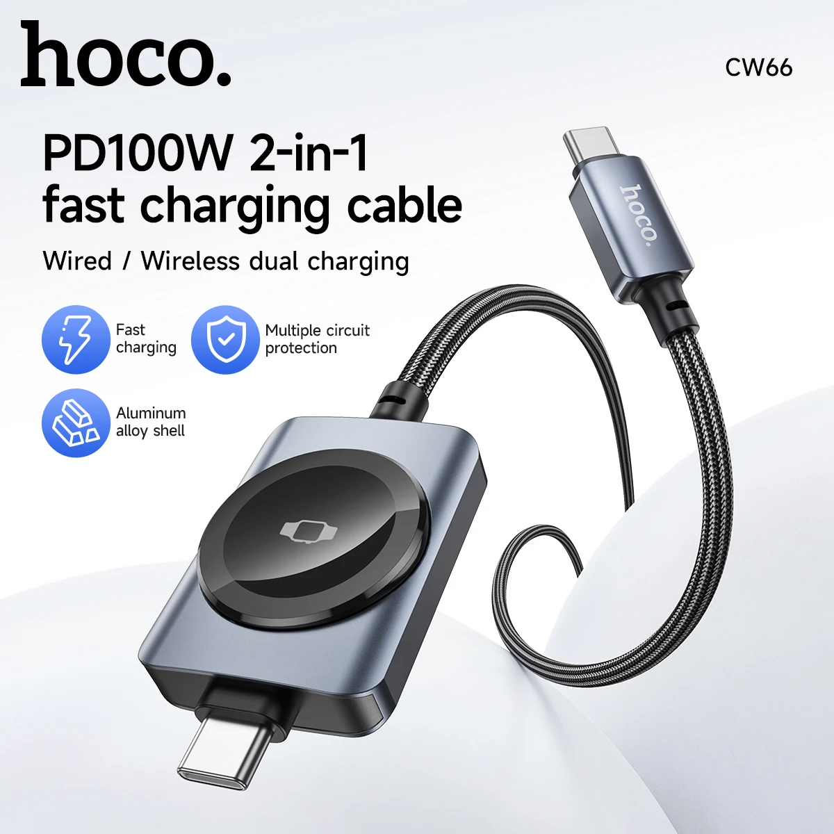 HOCO PD100W Fast Charging 2 in 1 Cable For iPhone 17/16 Pro Max Type C to Type C Wireless Charger For iWatch 1-10, SE/SE2 Ultra
HOCO PD100W Fast Charging 2 in 1 Cable For iPhone 17/16 Pro Max Type C to Type C Wireless Charger For iWatch 1-10, SE/SE2 Ultra