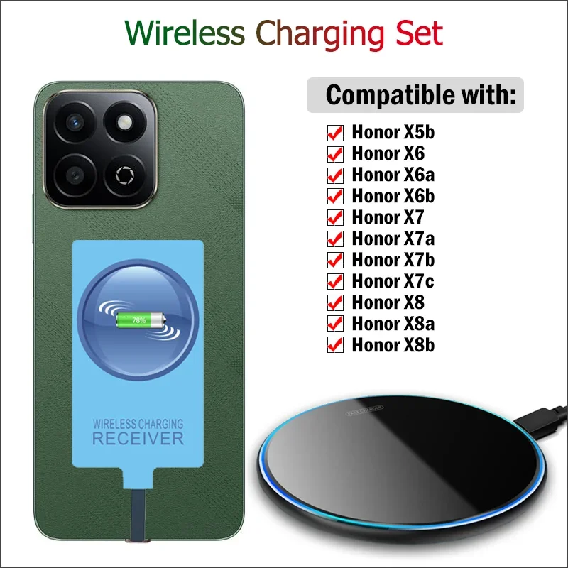 Wireless Charging for Honor X5b X6 X6a X6b X7 X7a X7b X7c X8 X8a X8b Wireless Charger+USB Type-C Receiver Adapter
Wireless Charging for Honor X5b X6 X6a X6b X7 X7a X7b X7c X8 X8a X8b Wireless Charger+USB Type-C Receiver Adapter