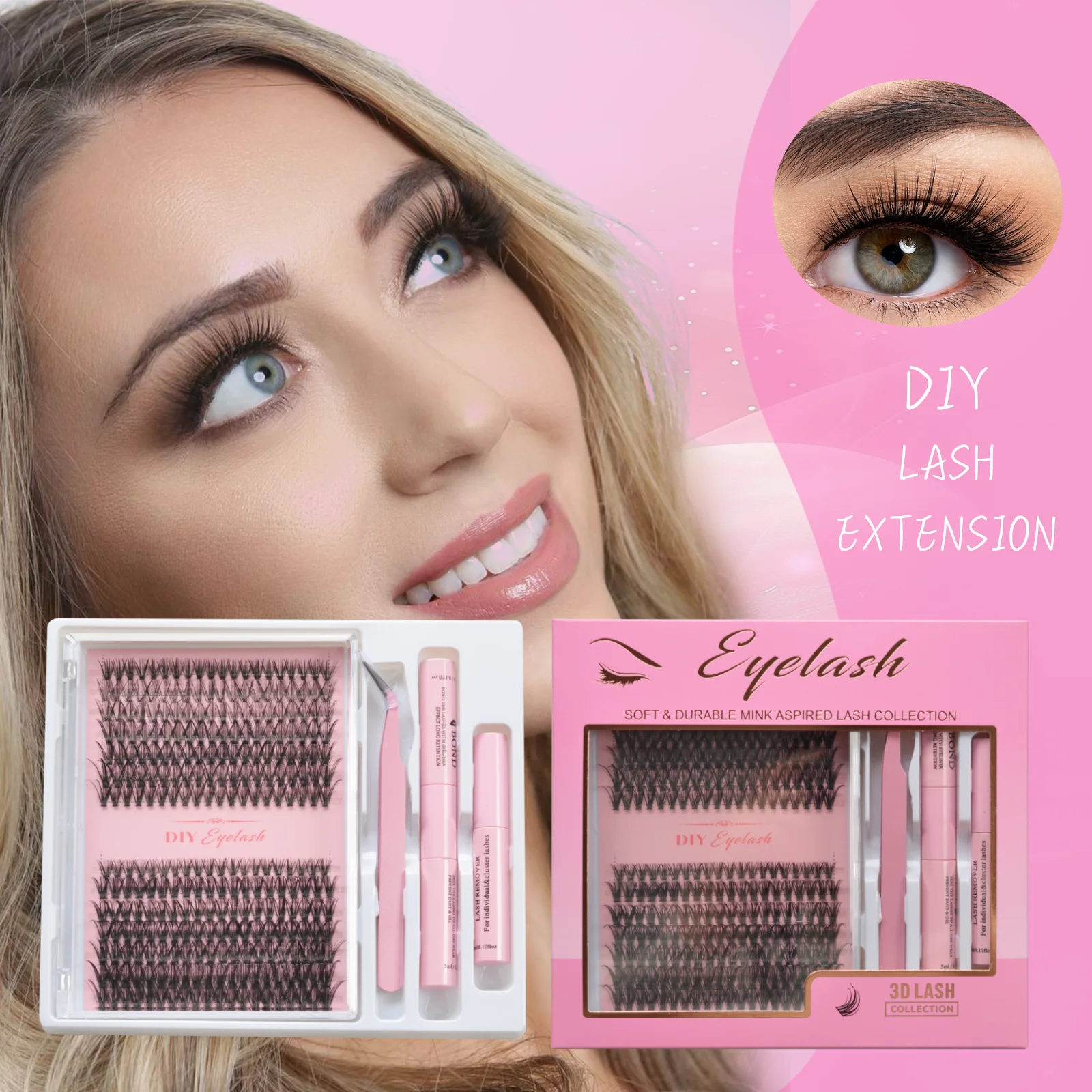 14Rows Mix Clusters Eyelash With Bond and Tweezers Makeup Tools DIY Lashes Extension Kit for Lashes Waterproof Eyelash Set Thick
14Rows Mix Clusters Eyelash With Bond and Tweezers Makeup Tools DIY Lashes Extension Kit for Lashes Waterproof Eyelash Set Thick