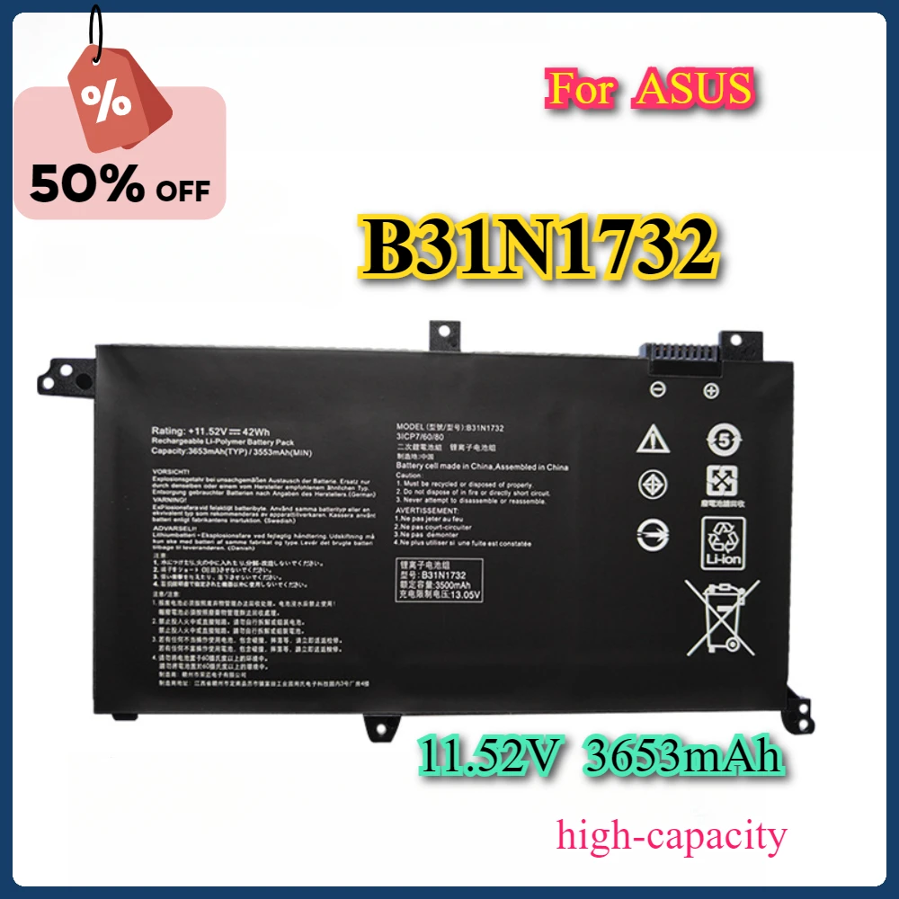 New B31N1732 Laptop Battery for ASUS VivoBook X430FN X571G X571L F571G A571 K571 N571 RX571 S571 S14-S430FA/S430FN High-capacity
New B31N1732 Laptop Battery for ASUS VivoBook X430FN X571G X571L F571G A571 K571 N571 RX571 S571 S14-S430FA/S430FN High-capacity