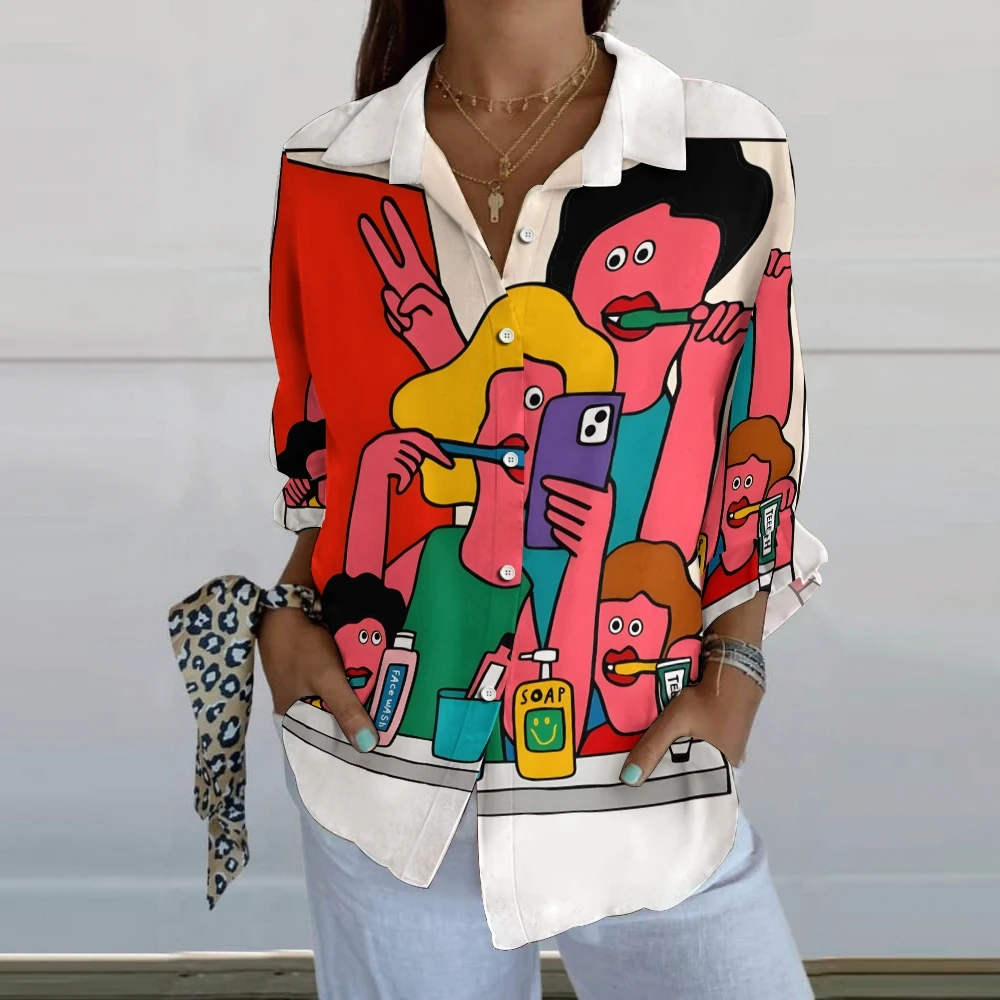 Cute Cartoon Character Print Women's Shirt High Quality Clothes Vertical Trend Long Sleeve Outfit New Blouse
Cute Cartoon Character Print Women's Shirt High Quality Clothes Vertical Trend Long Sleeve Outfit New Blouse