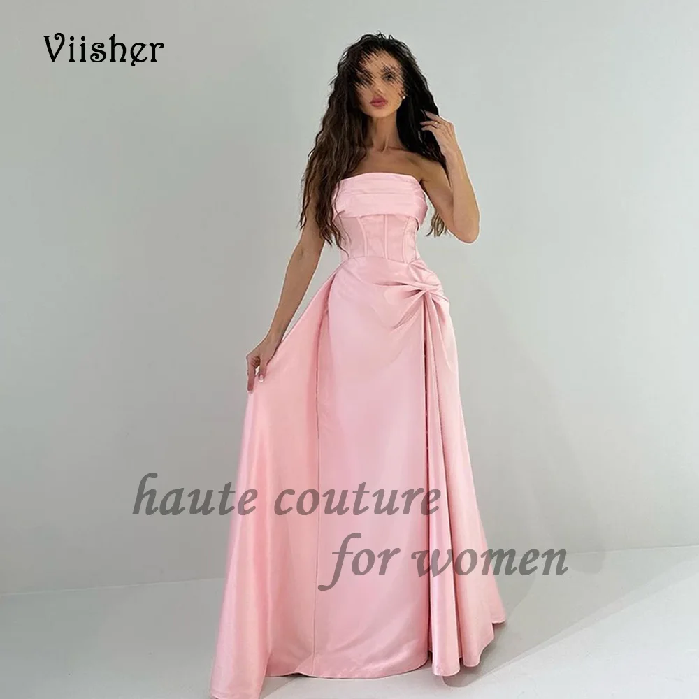 Viisher Baby Pink Mermaid Evening Dresses for Women Pleats Satin Strapless Formal Dress with Train Long Evening Party Gowns
Viisher Baby Pink Mermaid Evening Dresses for Women Pleats Satin Strapless Formal Dress with Train Long Evening Party Gowns