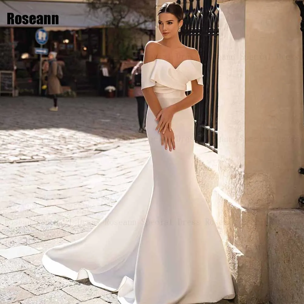 2024 New Design Mermaid Wedding Dress Off-The-Shoulder Satin Brush Train Open Back Bride Dresses Floor Length robe de mariée
2024 New Design Mermaid Wedding Dress Off-The-Shoulder Satin Brush Train Open Back Bride Dresses Floor Length robe de mariée