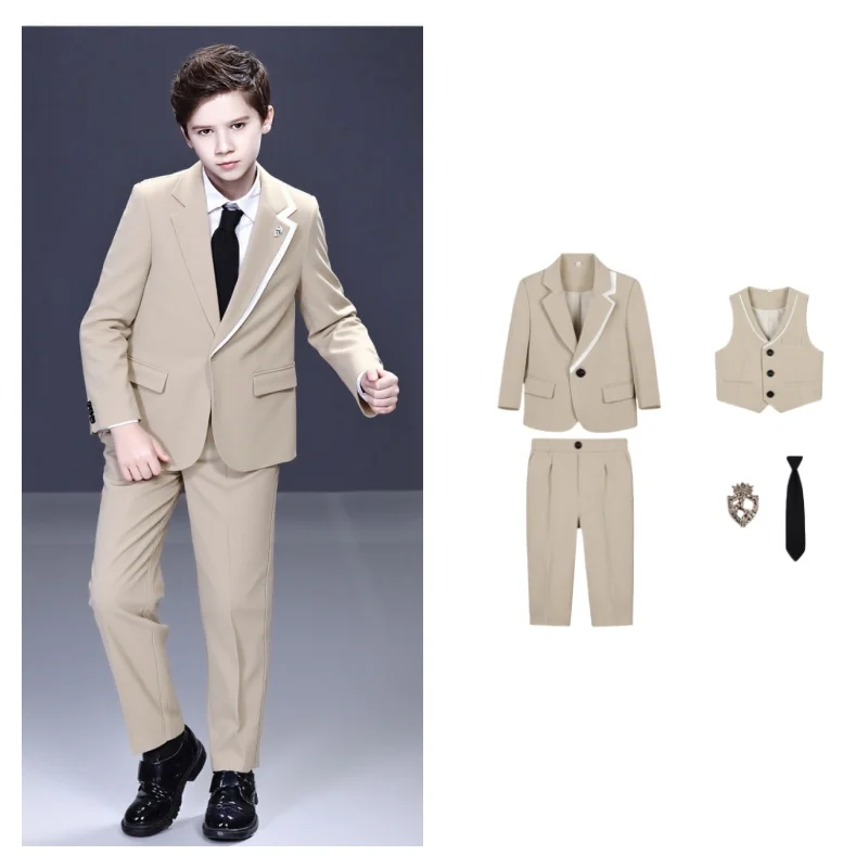 Flower Boys Wedding Suit Set Kids Piano Performance Costume Children's Jacket Vest Pants Bowtie Broochh 5Pieces Clothes Set
Flower Boys Wedding Suit Set Kids Piano Performance Costume Children's Jacket Vest Pants Bowtie Broochh 5Pieces Clothes Set