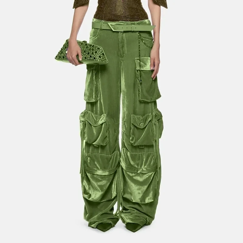 Straight-leg Overalls Multi-pocket Cargo Trousers High-waisted Velvet Pants for Women Personality Wide Pants Female Streetwear
Straight-leg Overalls Multi-pocket Cargo Trousers High-waisted Velvet Pants for Women Personality Wide Pants Female Streetwear