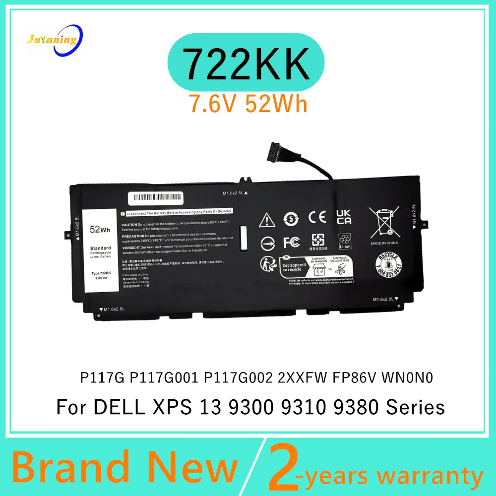 722KK 2XXFW Laptop Battery For Dell XPS 13 9300 9310 9380 (2020) 13.4" Series P117G P117G001 P117G002 FP86V WN0N0
722KK 2XXFW Laptop Battery For Dell XPS 13 9300 9310 9380 (2020) 13.4" Series P117G P117G001 P117G002 FP86V WN0N0