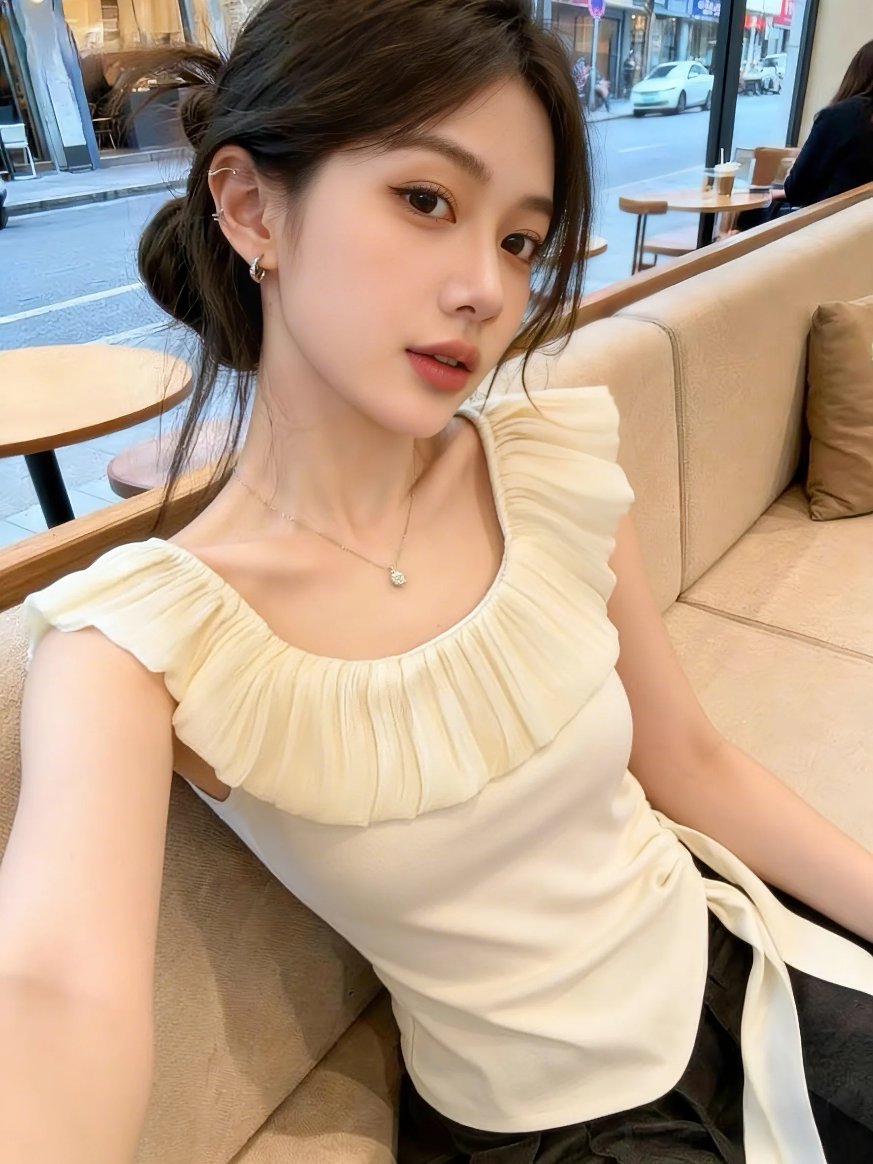 Sweet Young Women's Long Sleeve T-Shirt Shoulder Bows Hem Lace Design Waist Cinching Korean Style Commute Fashion Spring New
Sweet Young Women's Long Sleeve T-Shirt Shoulder Bows Hem Lace Design Waist Cinching Korean Style Commute Fashion Spring New