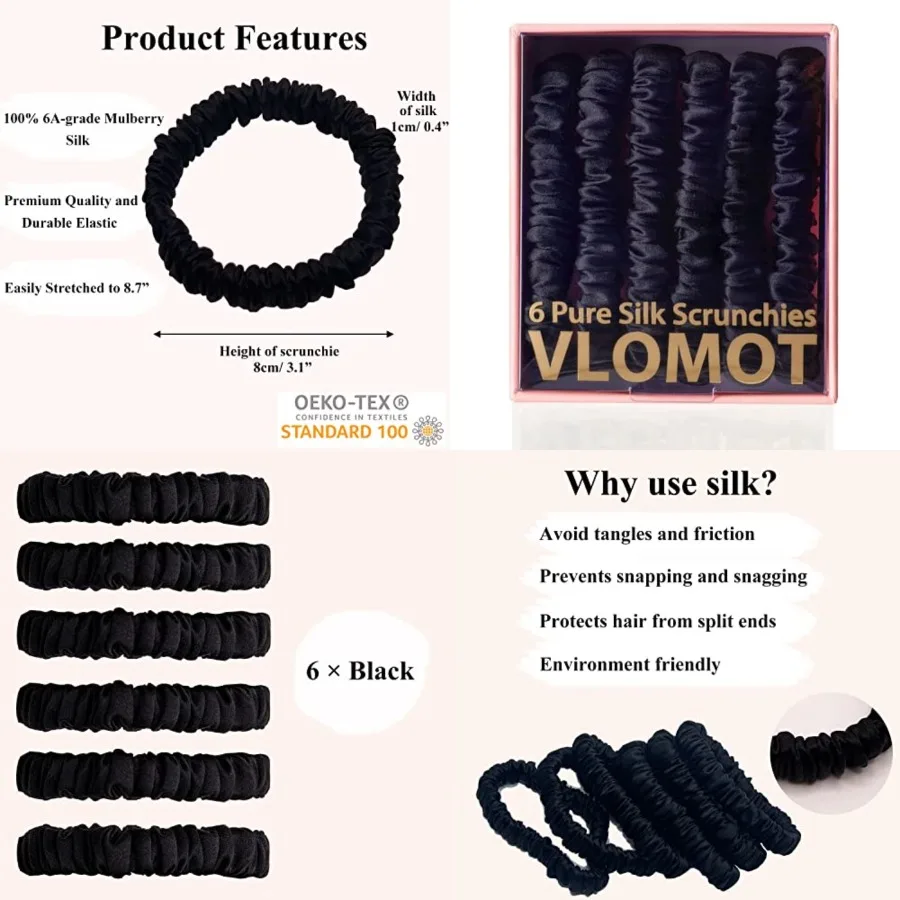 6 Pcs Set 100 Pure Mulberry Silk Hair Scrunchies Silk Hair Ties with 6 Chic Colors Everyday Skinny Scrunchies Silk Ponytail Hol
6 Pcs Set 100 Pure Mulberry Silk Hair Scrunchies Silk Hair Ties with 6 Chic Colors Everyday Skinny Scrunchies Silk Ponytail Hol