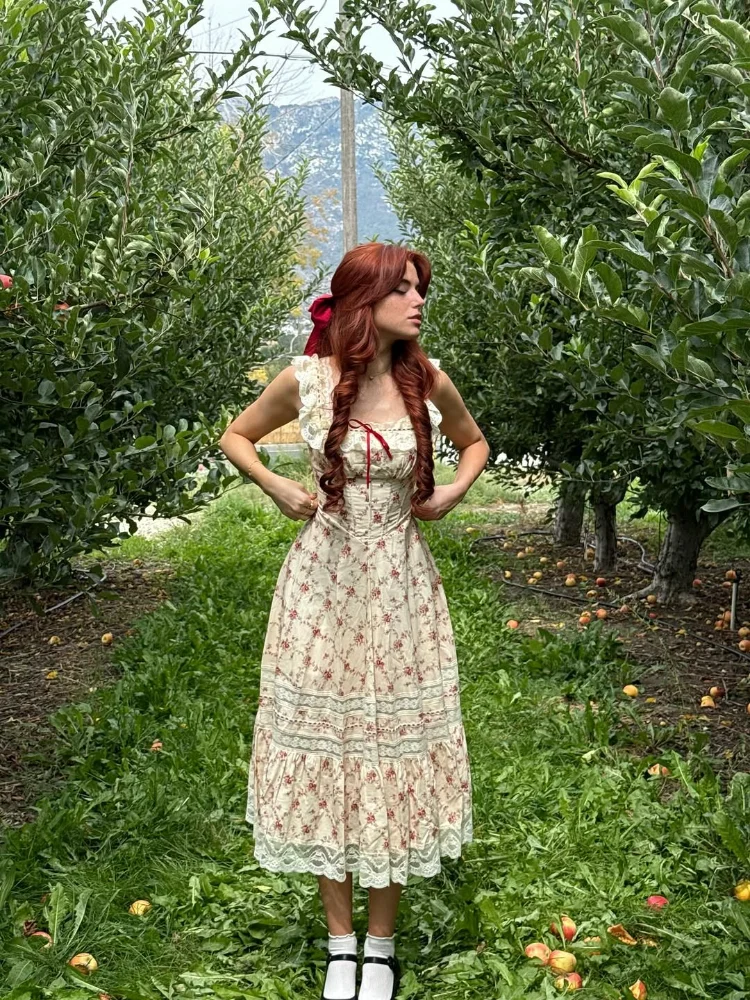 Floral Print Waist Cinching Dress Square Collar Lace Trim Patchwork Tie High Waist Midi Dresses Women's Summer Party Ovestido
Floral Print Waist Cinching Dress Square Collar Lace Trim Patchwork Tie High Waist Midi Dresses Women's Summer Party Ovestido