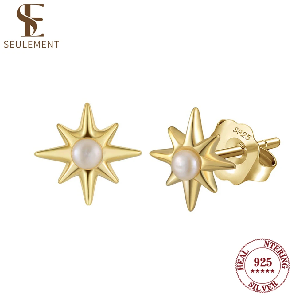 Seulement Natural Pearl Stud Earrings for Women Girl 925 Sterling Silver Eight Pointed Star Earring Jewelry Ear Accessories
Seulement Natural Pearl Stud Earrings for Women Girl 925 Sterling Silver Eight Pointed Star Earring Jewelry Ear Accessories