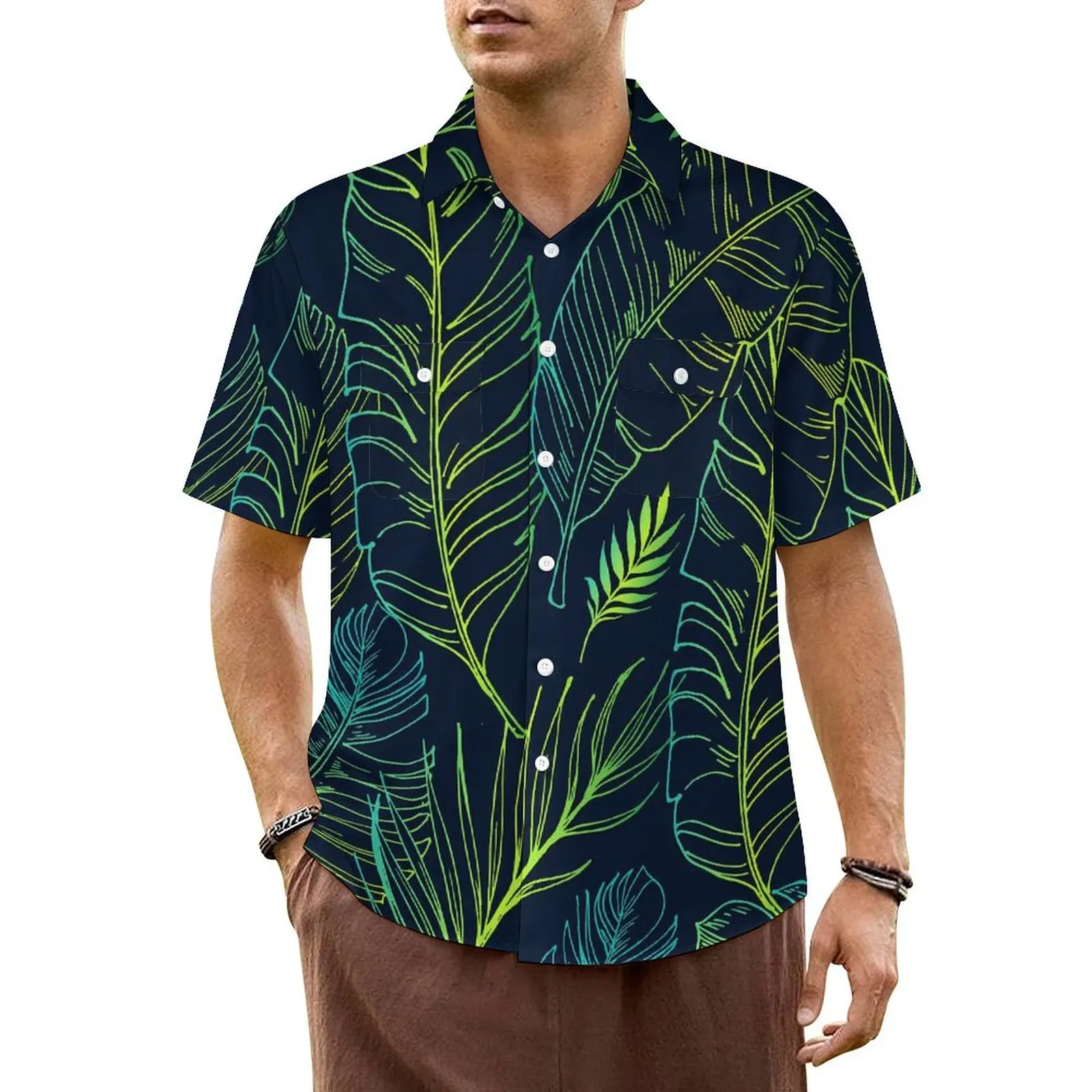 Hawaiian Shirt Beach Tropical Leaf Print Blouses Green Leaves Novelty Casual Shirts Men Short Sleeve Comfortable Plus Size Tops
Hawaiian Shirt Beach Tropical Leaf Print Blouses Green Leaves Novelty Casual Shirts Men Short Sleeve Comfortable Plus Size Tops