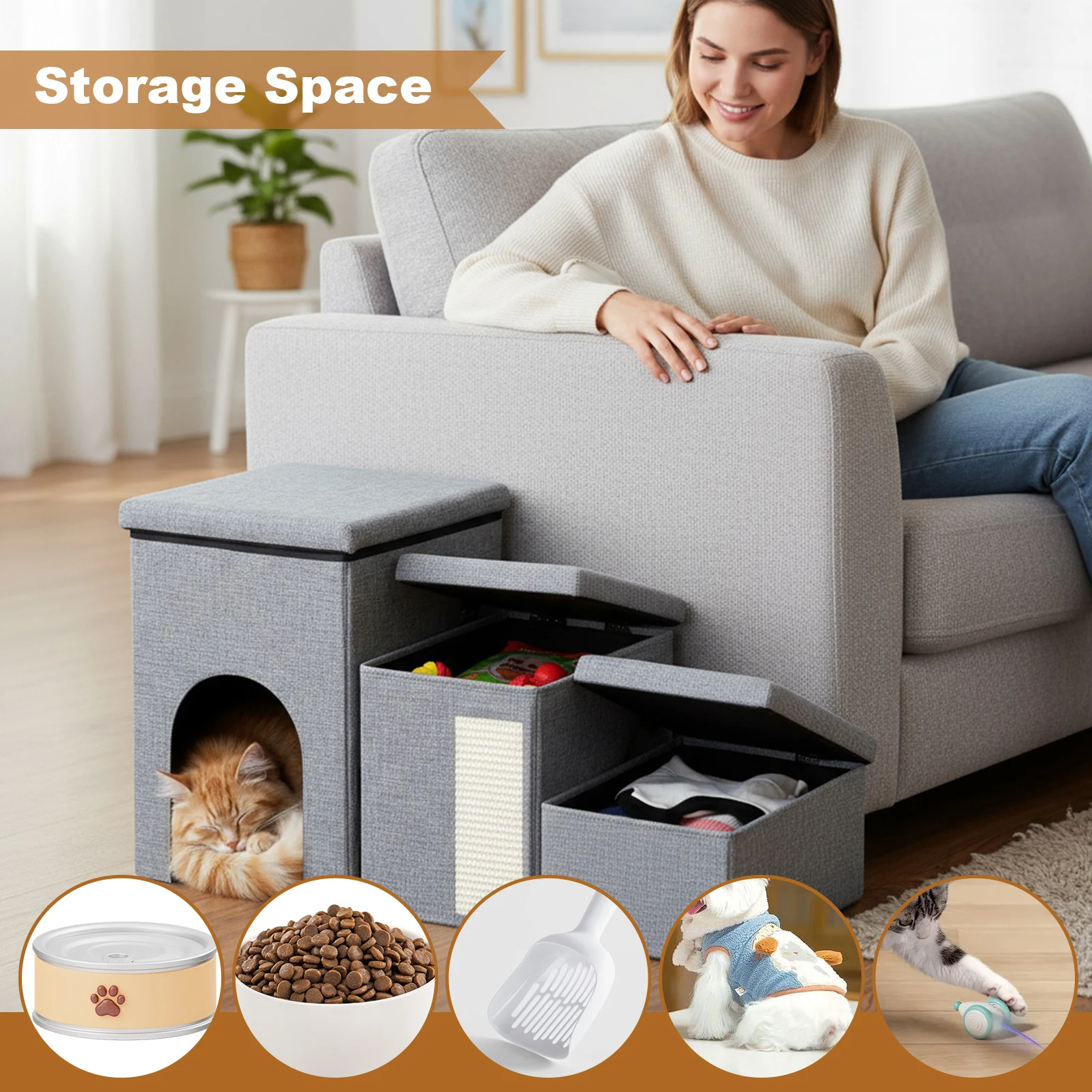 3-х ярусная шаг для собак с местом для хранения, складная рампа для кошек с кондоминированной когтеточкой, портативная лестница для домашних животных для высокой кровати, дивана, стула, автомобиля
3-х ярусная шаг для собак с местом для хранения, складная рампа для кошек с кондоминированной когтеточкой, портативная лестница для домашних животных для высокой кровати, дивана, стула, автомобиля