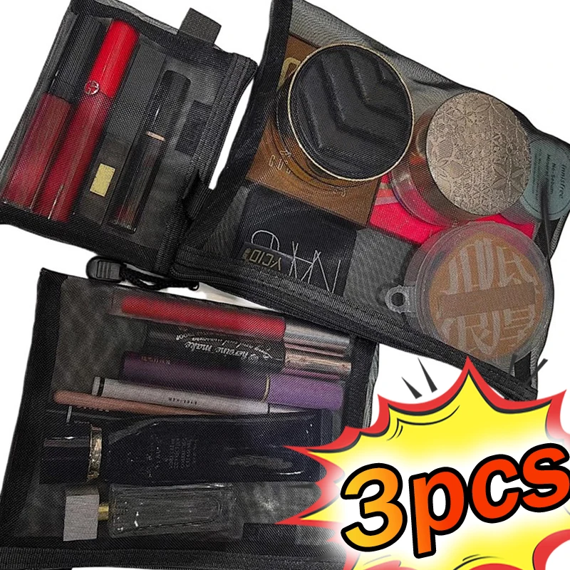 1/3pcs Travel Black Mesh Cosmetic Bag Zipper Makeup Bag For Women Wash Toiletry Bag Makeup Organizer Portable Storage Pouch
1/3pcs Travel Black Mesh Cosmetic Bag Zipper Makeup Bag For Women Wash Toiletry Bag Makeup Organizer Portable Storage Pouch