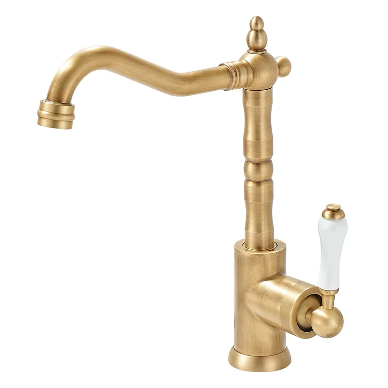 French retro faucet full copper European classical gold faucet kitchen sink hot and cold rotation
French retro faucet full copper European classical gold faucet kitchen sink hot and cold rotation