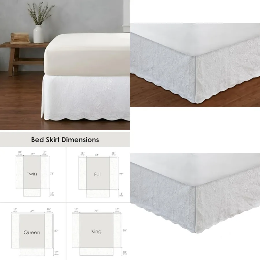 Greenland Home Paisley Quilted 100 Cotton Bed Skirt, White
Greenland Home Paisley Quilted 100 Cotton Bed Skirt, White