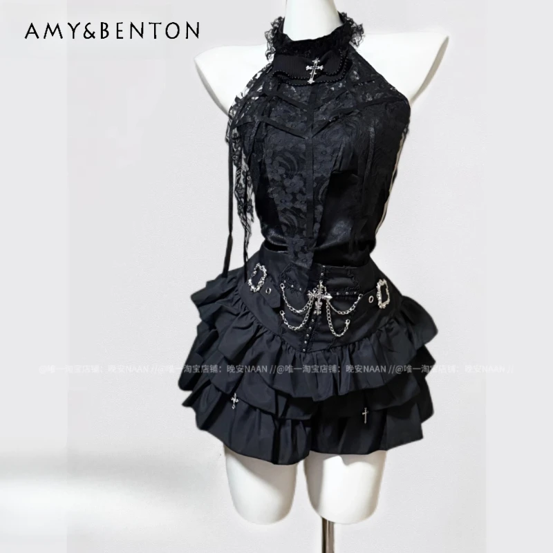 Original Design Hot Girl Goth Lace Women's Halter Top 2025 Summer High Waist Thin Sweet Cool Versatile Cake Skirt Suit Ladies
Original Design Hot Girl Goth Lace Women's Halter Top 2025 Summer High Waist Thin Sweet Cool Versatile Cake Skirt Suit Ladies