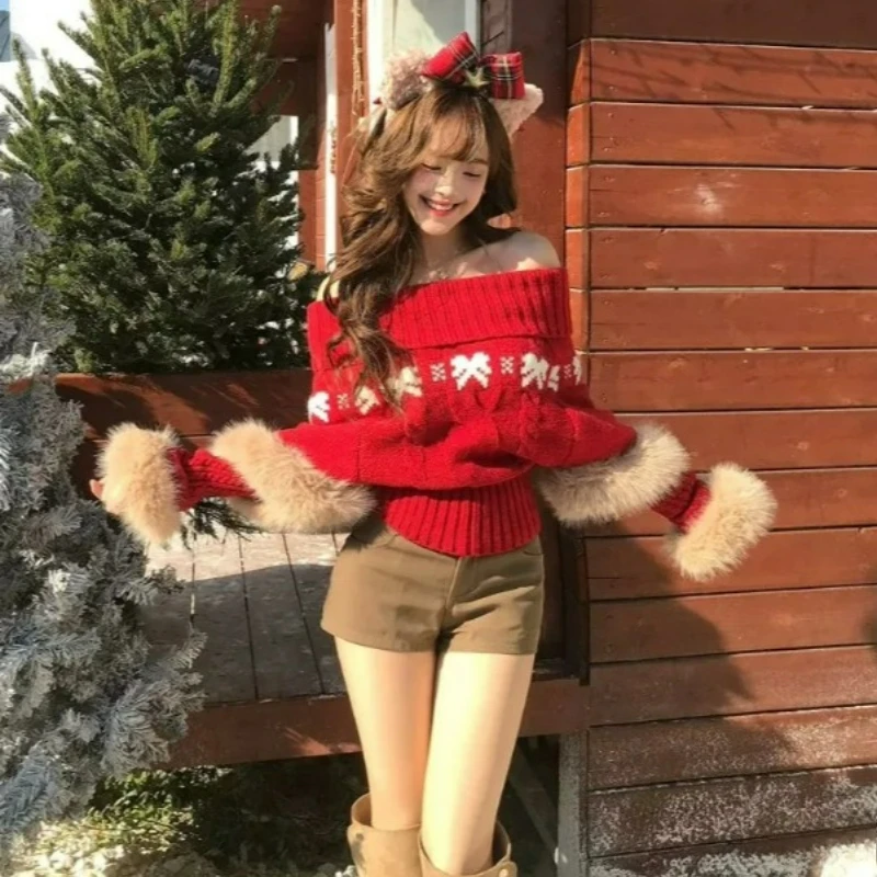 2026 Autumn/Winter New Style Fashionable Elegant One-shoulder Fur Collar + Sleeves Christmas New Year Red Sweater for Women
2026 Autumn/Winter New Style Fashionable Elegant One-shoulder Fur Collar + Sleeves Christmas New Year Red Sweater for Women