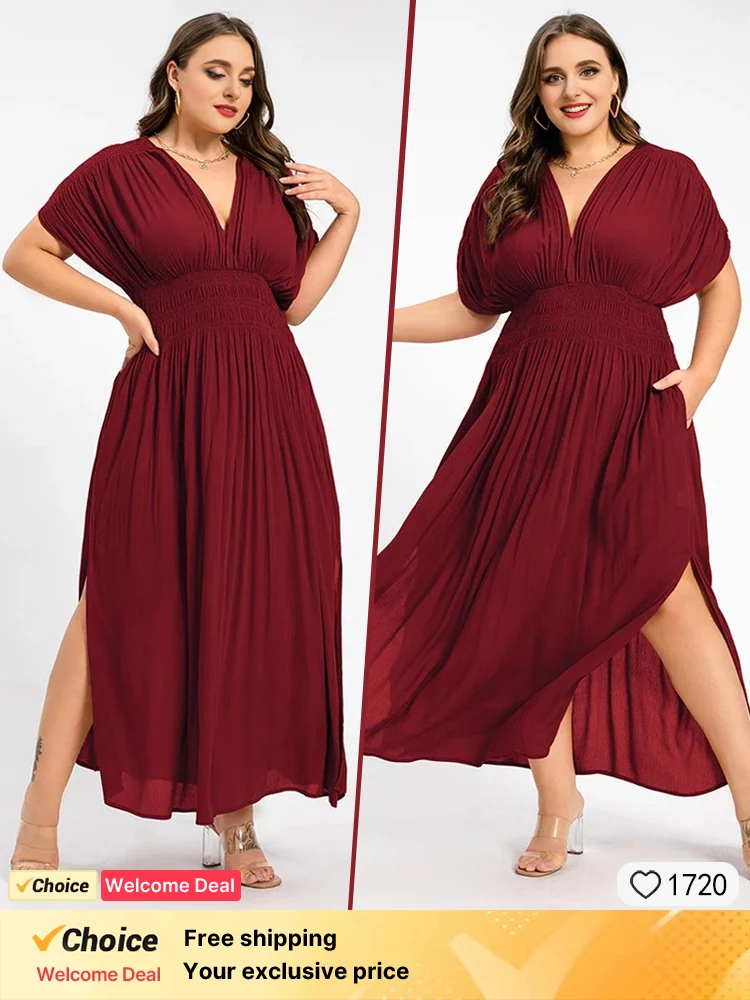 2025 Summer New Plus Size Women's V-neck Dress Fashion Red Sexy Ball Evening Dress Summer Casual Ruffle Chiffon Dress
2025 Summer New Plus Size Women's V-neck Dress Fashion Red Sexy Ball Evening Dress Summer Casual Ruffle Chiffon Dress