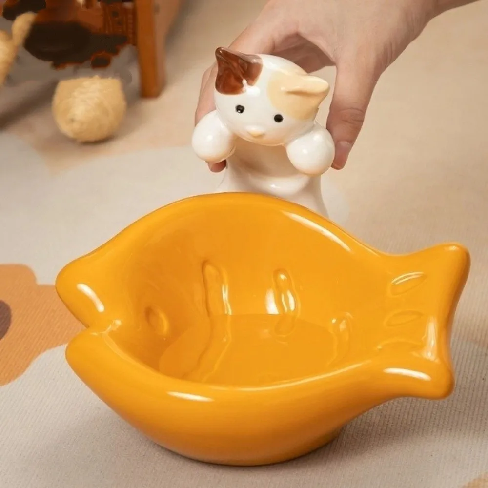Cartoon Ceramic Cat Bowl Large Caliber Slanted Design Slanted Ceramic Bowl Anti-Tip Base Fish Shaep Cervical Protection Bowl
Cartoon Ceramic Cat Bowl Large Caliber Slanted Design Slanted Ceramic Bowl Anti-Tip Base Fish Shaep Cervical Protection Bowl