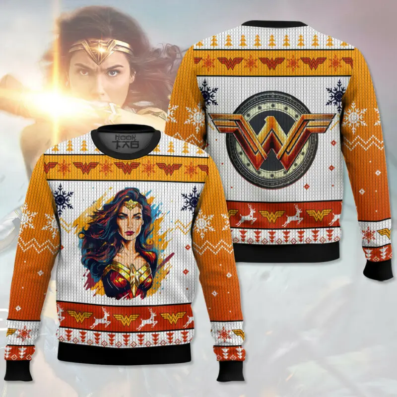 Marvel Wonder Woman W Logo Snowflakes Reindeer Christmas Tree Christmas Pullover Ugly Sweater Festive Atmosphere Christmas Gift
Marvel Wonder Woman W Logo Snowflakes Reindeer Christmas Tree Christmas Pullover Ugly Sweater Festive Atmosphere Christmas Gift