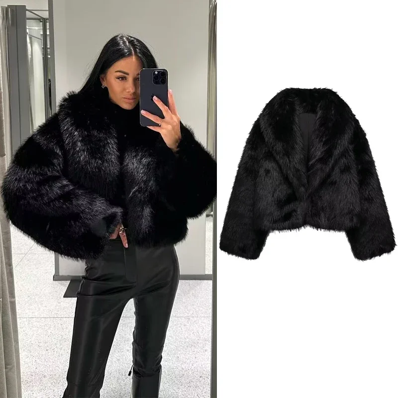 Black Faux Fur Coat for Women Autumn Winter Plush Coats and Jackets Streetwear Outerwears Long Sleeve Warm Womens Coats
Black Faux Fur Coat for Women Autumn Winter Plush Coats and Jackets Streetwear Outerwears Long Sleeve Warm Womens Coats