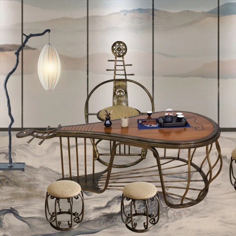 Table-Chair Set Zen Tea Table Solid Wood Iron Complex Guqin Tea Table Living Room Balcony Art Tea Ceremony Table
Table-Chair Set Zen Tea Table Solid Wood Iron Complex Guqin Tea Table Living Room Balcony Art Tea Ceremony Table