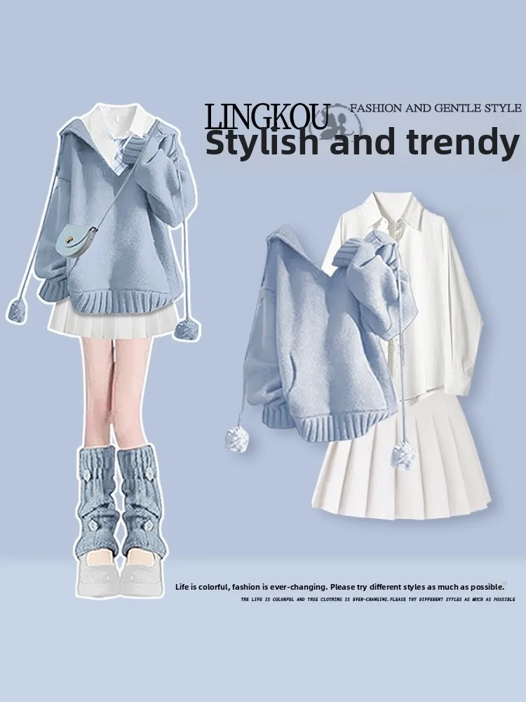 Мягкий ветровой вязаный комплект шапки, женский антивозрастной свитер с капюшоном, базовая юбка, футболка, комплект, повседневная одежда на весну и осень
Мягкий ветровой вязаный комплект шапки, женский антивозрастной свитер с капюшоном, базовая юбка, футболка, комплект, повседневная одежда на весну и осень