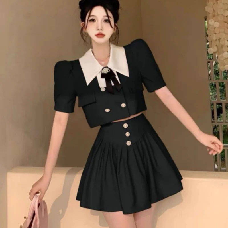 's Style Fashion Goddess Suit Women's Summer Korean Style Elegant Short Sleeve High Waist Skirt Two-Piece Set
's Style Fashion Goddess Suit Women's Summer Korean Style Elegant Short Sleeve High Waist Skirt Two-Piece Set