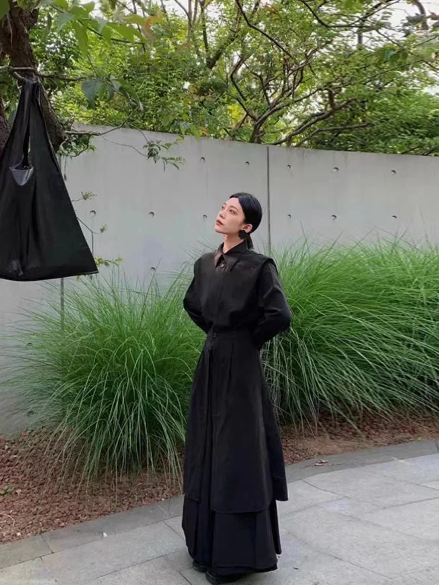 New Chinese Slit Waist Cinching Dress Stylish Trendy Fashion Men Women Unisex Long Shirt Skirt Niche Dark Black Series Costume25
New Chinese Slit Waist Cinching Dress Stylish Trendy Fashion Men Women Unisex Long Shirt Skirt Niche Dark Black Series Costume25