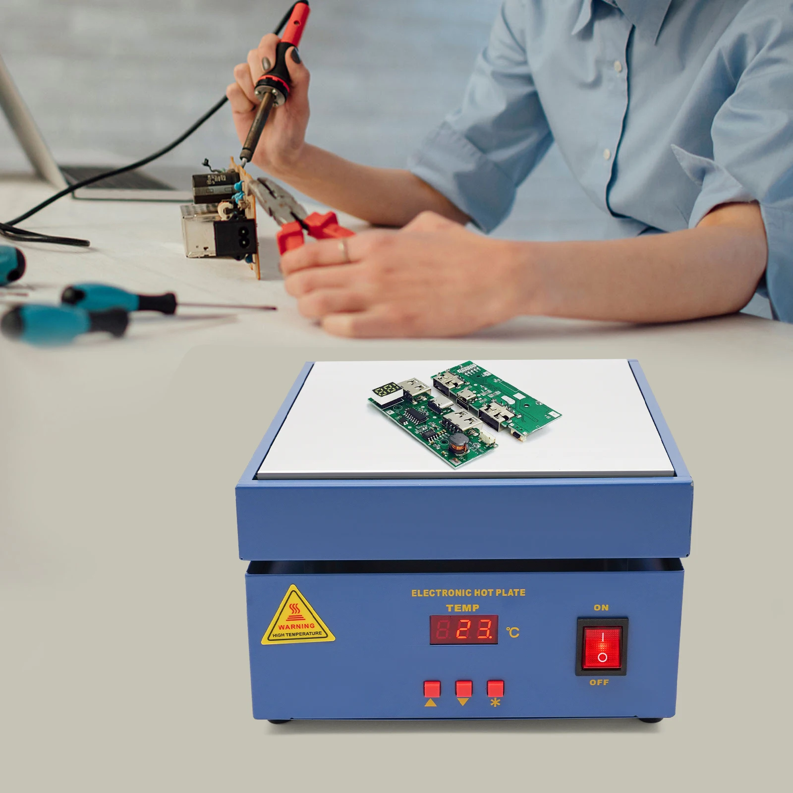 800W Digital Constant Temperature Preheating Platform Preheat Soldering Station Electronic Soldering Hot Plate Welder Hot Platefor PCB SMD Desoldering Heat Shrink Packaging
800W Digital Constant Temperature Preheating Platform Preheat Soldering Station Electronic Soldering Hot Plate Welder Hot Platefor PCB SMD Desoldering Heat Shrink Packaging